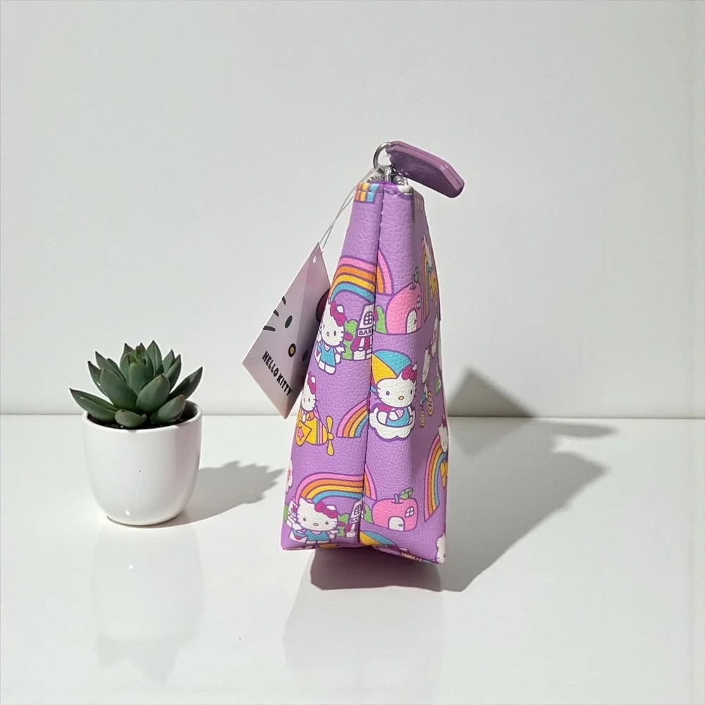 Hello Kitty Purple Lavender Cosmetic Bag‎ Pouch Rainbow Dream Zipper Closure
